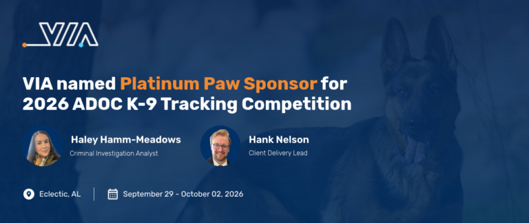 VIA named official Platinum Paw Sponsor for 2026 ADOC K-9 tracking competition